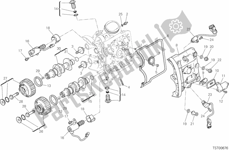 Alle onderdelen voor de Horizontaal Hoofdtimingsysteem van de Ducati Multistrada 1260 Enduro 2020